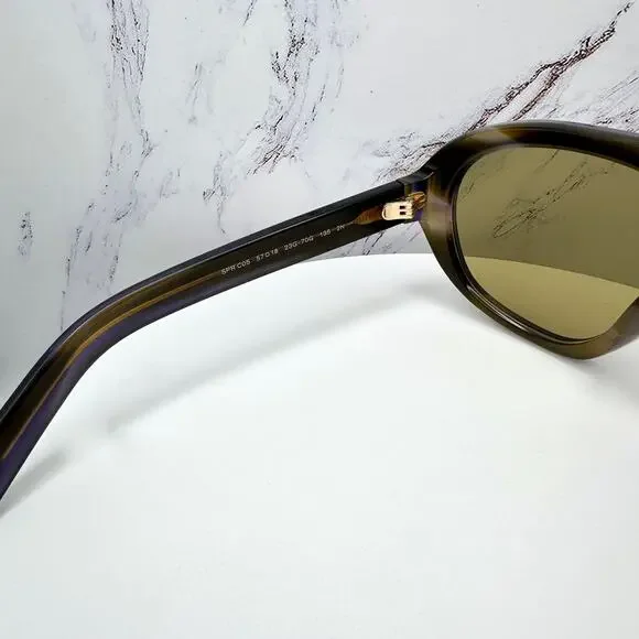 New PRADA Sunglasses Brown Striped Laguna Aviator Shield Mask New - Picture 12 of 16